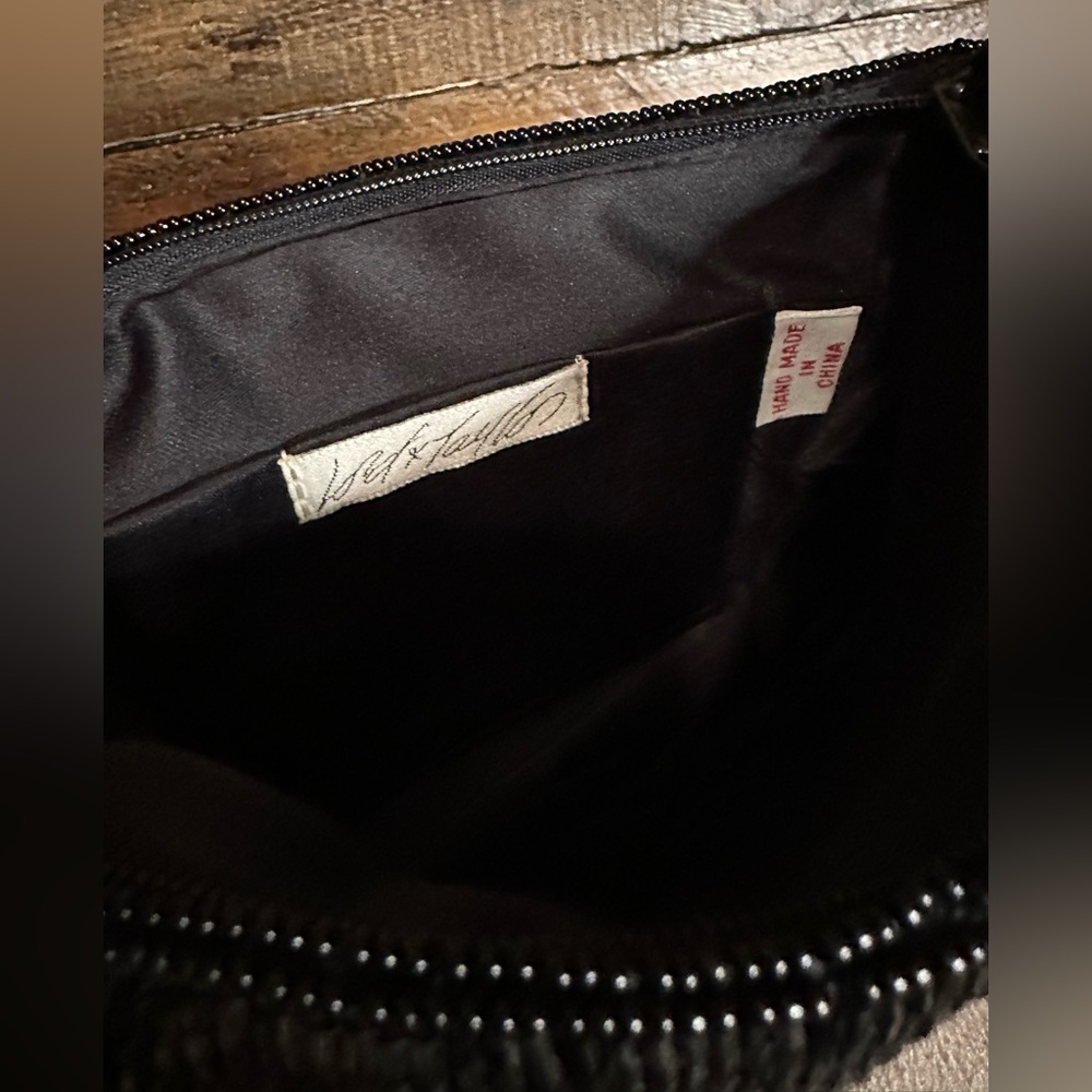 Vintage Lord & Taylor black beaded crossbody clutch bag - Picture 3 of 3